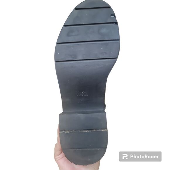 Zara Black Leather Chunky Heel Platform Ankle Boots. Size 10. - Picture 13 of 13